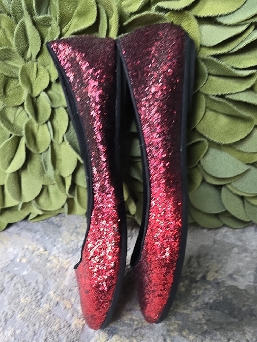 LOWER EAST SIDE Red Glitter Ballet Flats Women's Size 7.5 - Picture 5 of 15